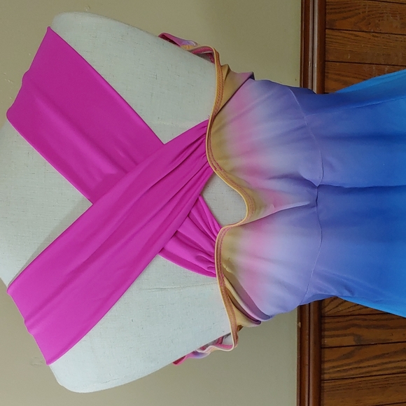 Cover Up and Dress Swimsuit Rainbow Ombre Bra Top NWOT XL - Picture 7 of 14